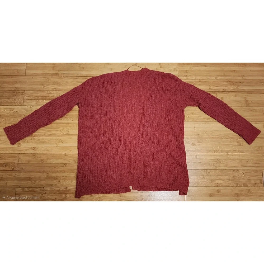 Free People Weekend Getaway Rust Red Knit Alpaca Blend Oversize Cardigan Size XS